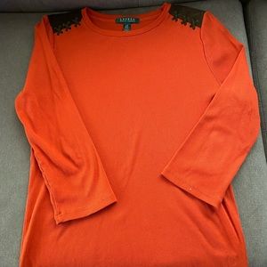 Ralph Lauren suede shoulder patch pullover